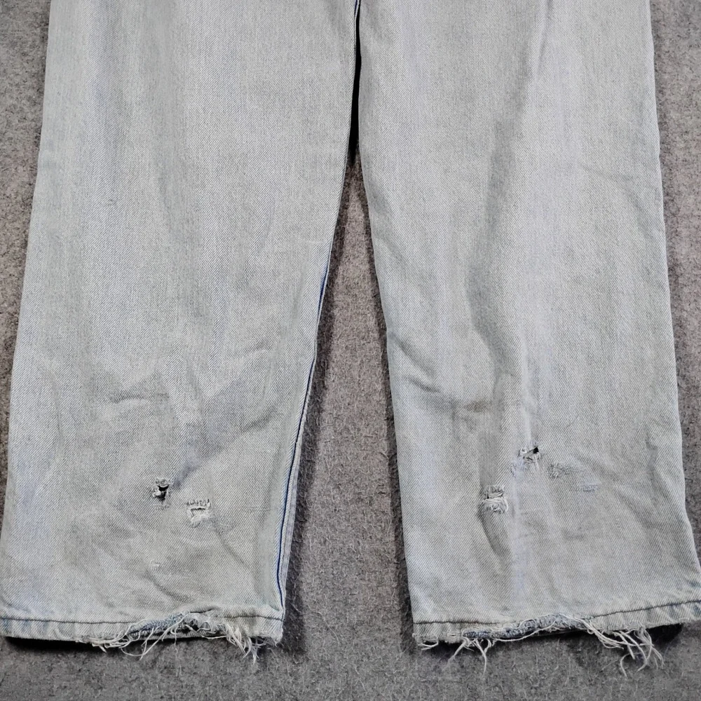 Vintage Levis SilverTab Baggy Pleated Jeans Men 33x34 Blue Light Wash Distressed